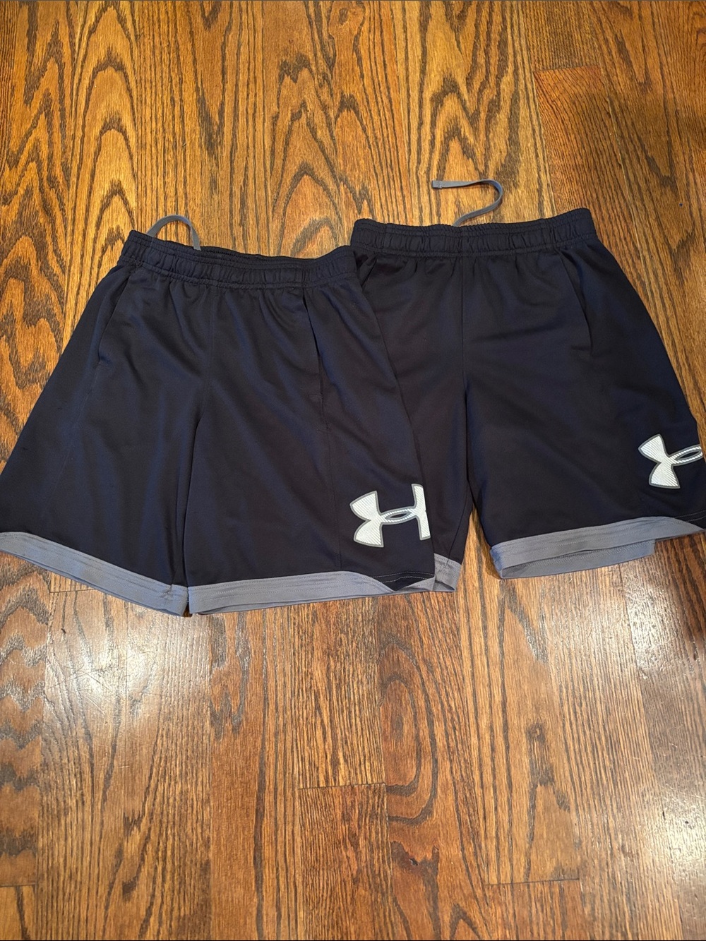 Under Armour Boys Black Athletic Shorts with Gray Hem (2 pairs!)